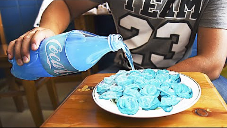 Разноцветные  пельмени 