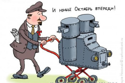 Человек верхом на броневике