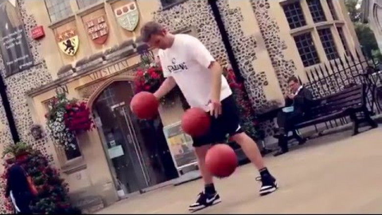 Трюки и жонглирование баскетбольными шарами 