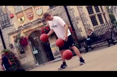 Трюки и жонглирование баскетбольными шарами 