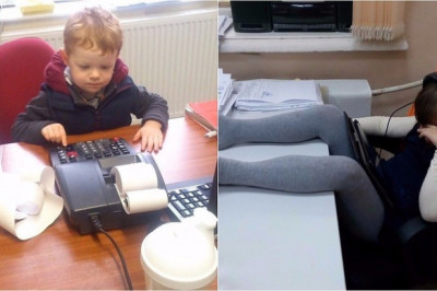 Когда взял на  работу своё дитятко  