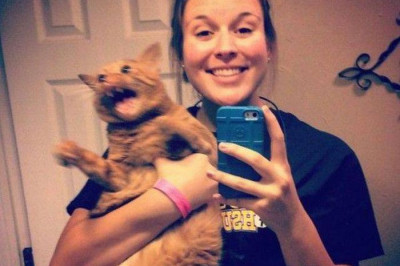 Селфи девушек с котами 