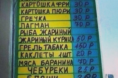 Прикольное меню российских кафешек 