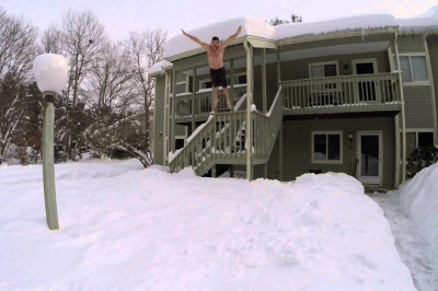 Неудачный прыжок в снег 