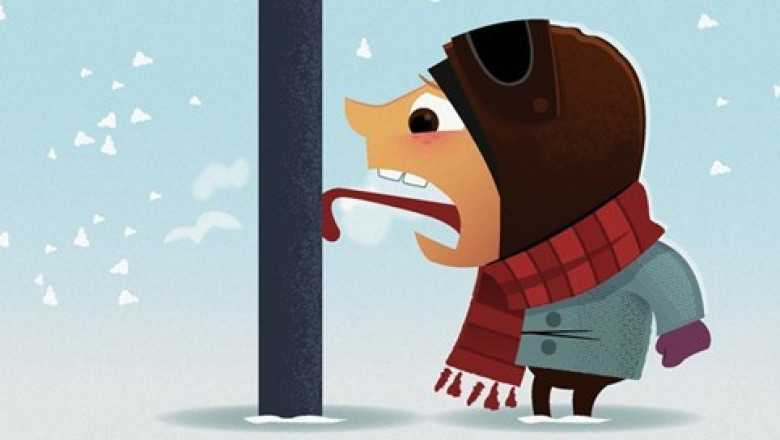 Язык примёрз к столбу 