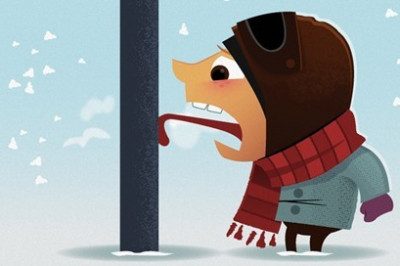 Язык примёрз к столбу 