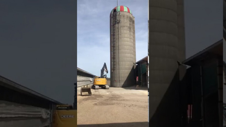 Экскаватор и башня  