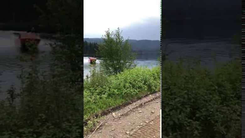 Катер пересекает дорогу 