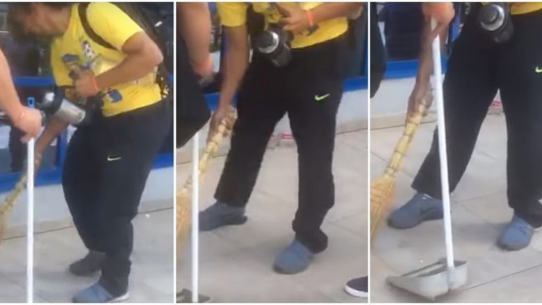 Болельщики сборной Бразилии убрали за собой рассыпанный чай