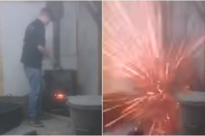 Убедитесь , почему не следует бросать аэрозольный баллончик в печь !