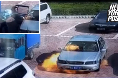 Своеобразное тушение автомобиля 